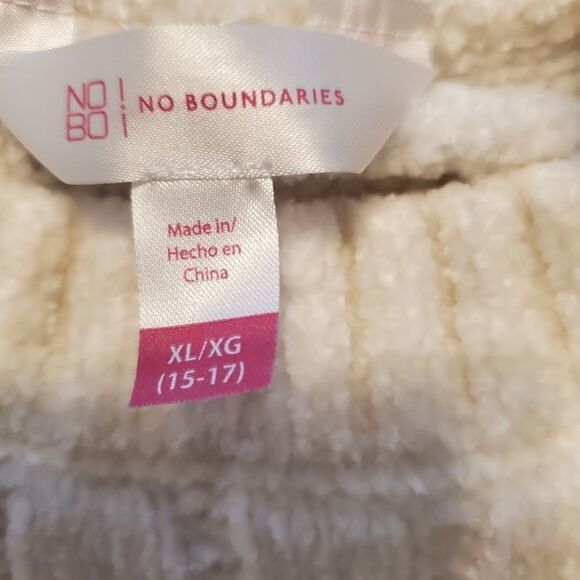 No Boundaries cream ribbed crew neck varsity sweater sz xl - Picture 5 of 6